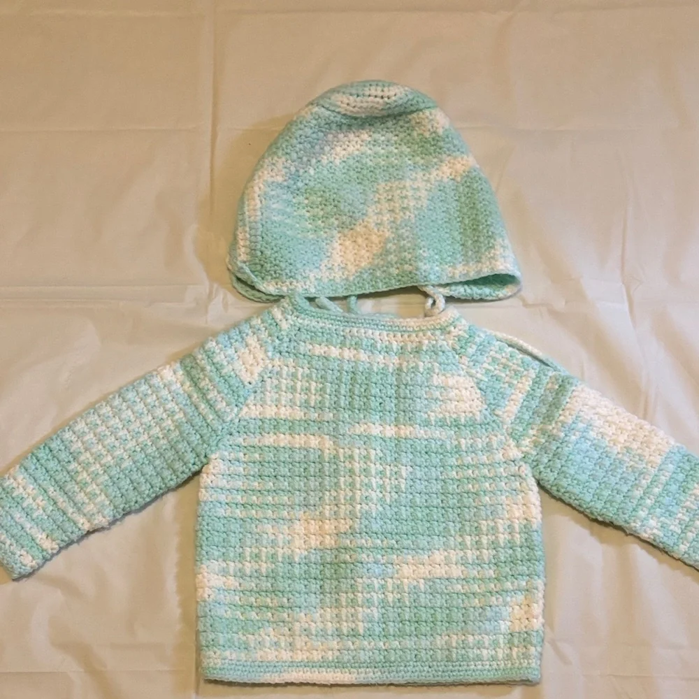 Handmade Baby Crochet Sweater and Bonnet - Picture 5 of 6